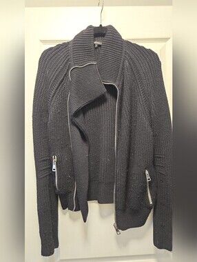 Gucci Black Chunky Knit Zip-Front Cardigan